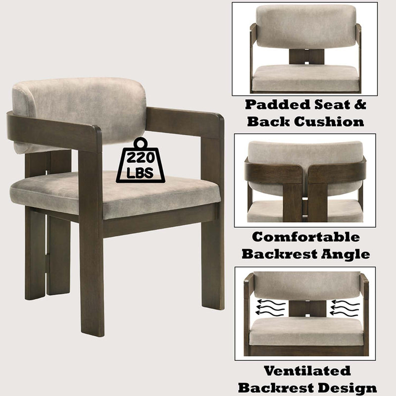 Destin Side Chair, Light Gray Fabric & Walnut Finish Acme