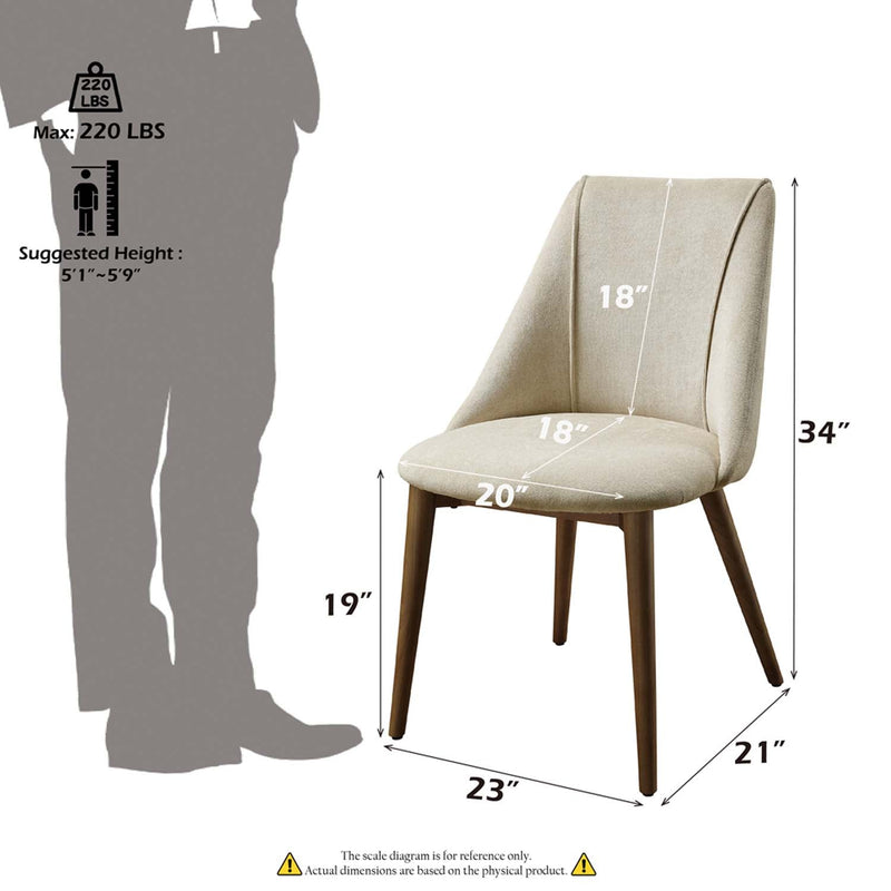 Willene Side Chair 2Pc, Beige Fabric & Walnut Finish Acme