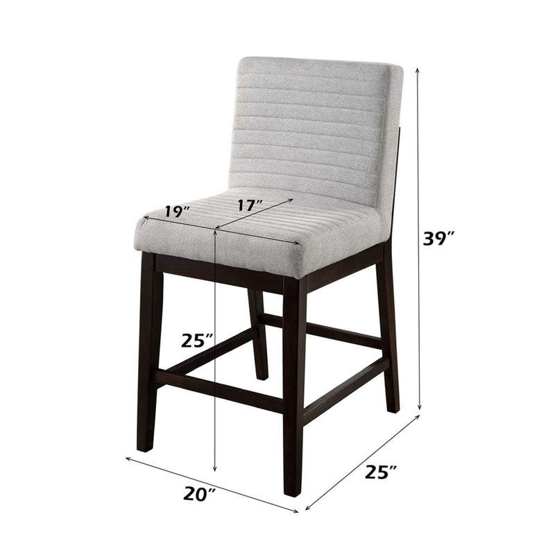 Edwyn Counter Height Chair 2Pc, Gray Linen & Espresso Finish Acme