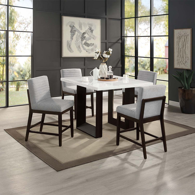 Edwyn Counter Height Chair 2Pc, Gray Linen & Espresso Finish Acme