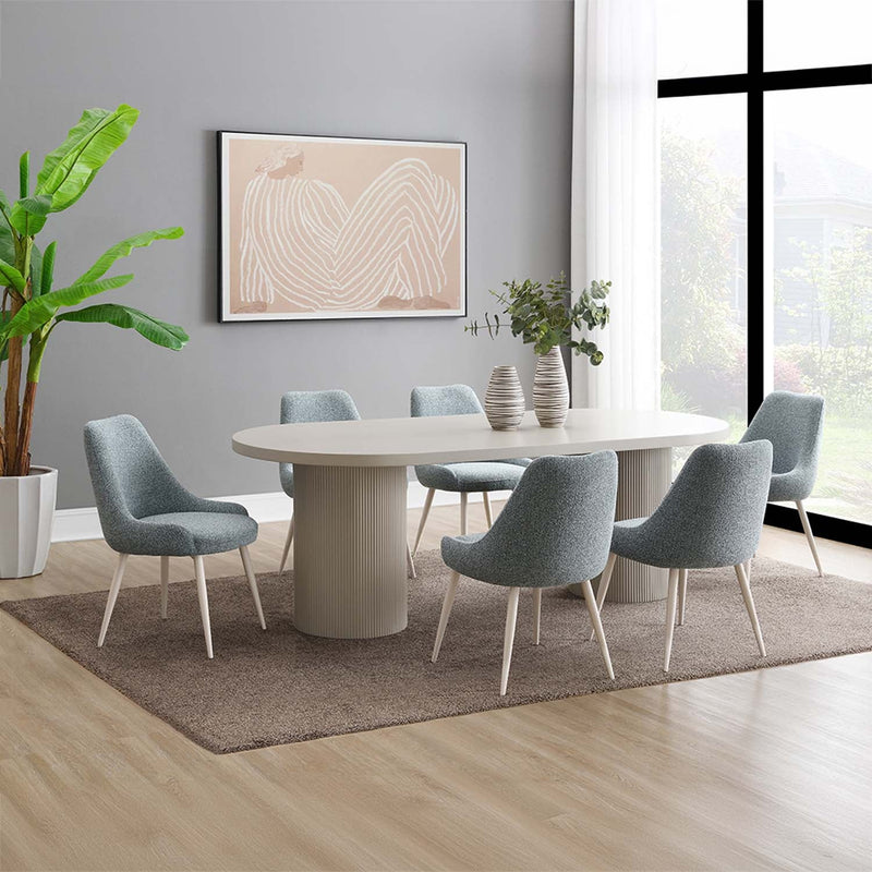 Laela Side Chair 2Pc, Light Blue Boucle & White Finish Acme