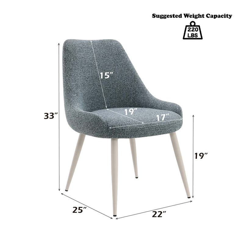 Laela Side Chair 2Pc, Light Blue Boucle & White Finish Acme