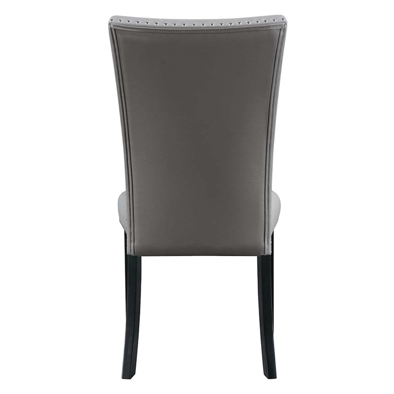 Caralin Side Chair 2Pc, Gray Faux Leather & Black Finish Acme