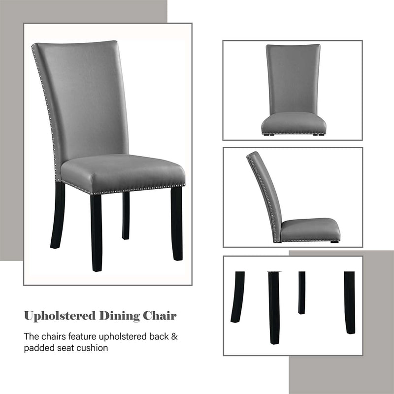 Caralin Side Chair 2Pc, Gray Faux Leather & Black Finish Acme