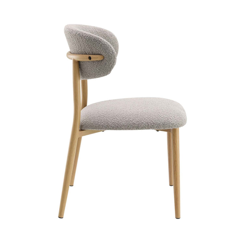 Kacey Side Chair 2Pc, Gray Boucle & Natural Finish Acme
