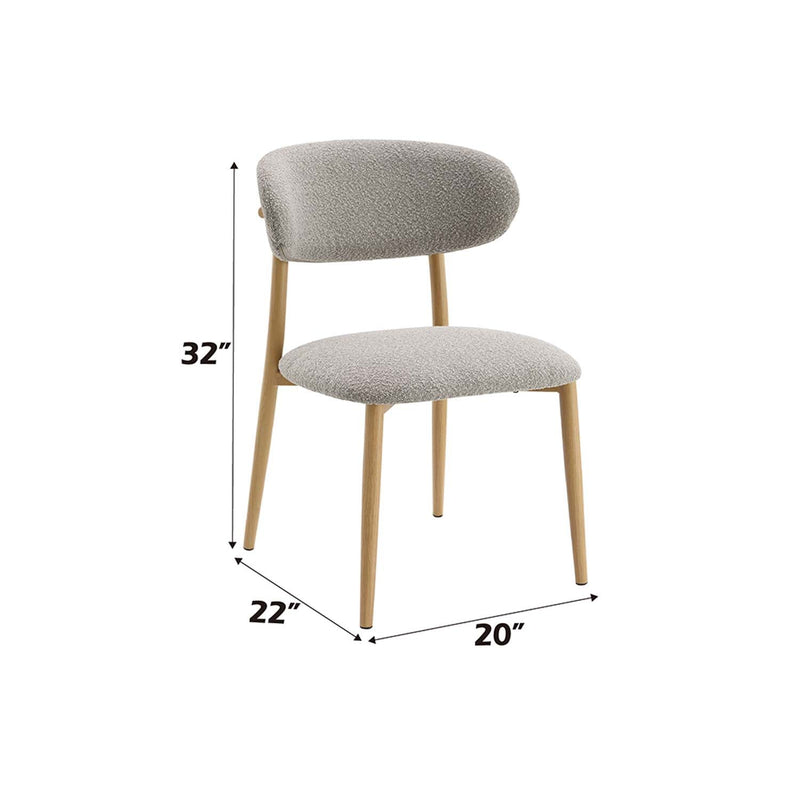 Kacey Side Chair 2Pc, Gray Boucle & Natural Finish Acme