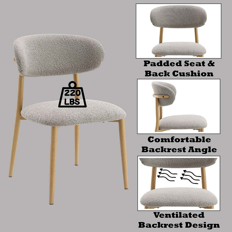 Kacey Side Chair 2Pc, Gray Boucle & Natural Finish Acme