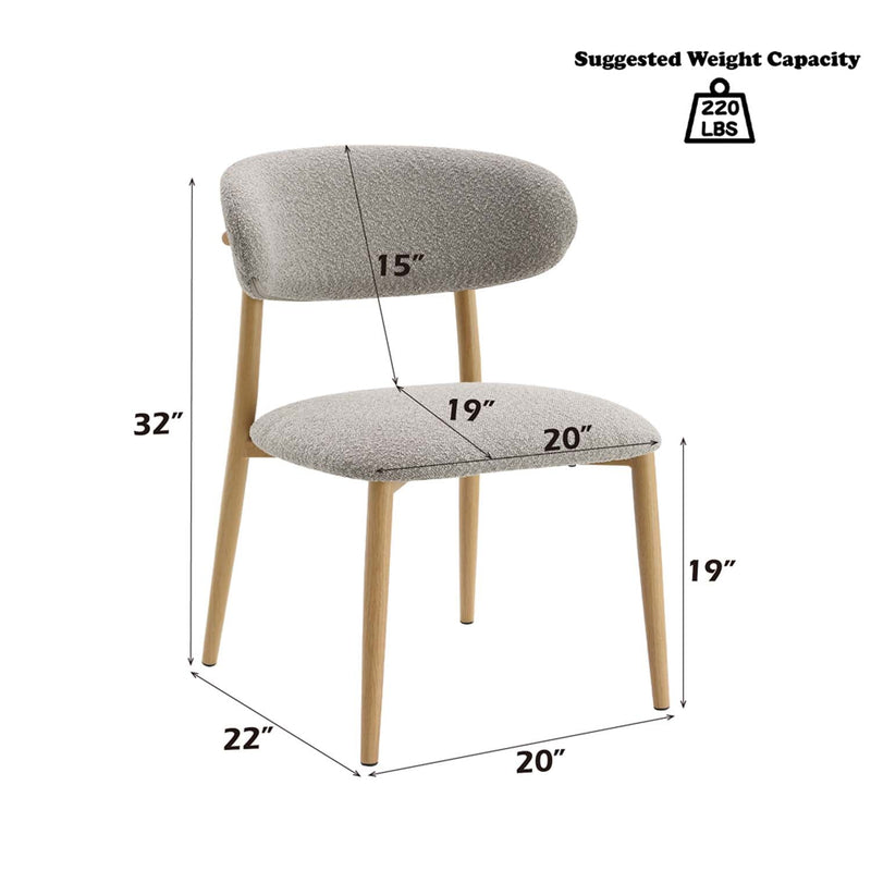 Kacey Side Chair 2Pc, Gray Boucle & Natural Finish Acme
