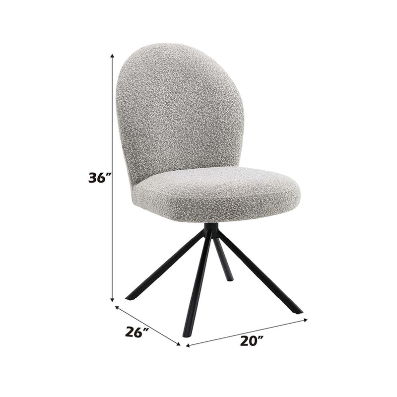 Lawton Side Chair w/Swivel 2Pc, Gray Boucle & Black Finish Acme