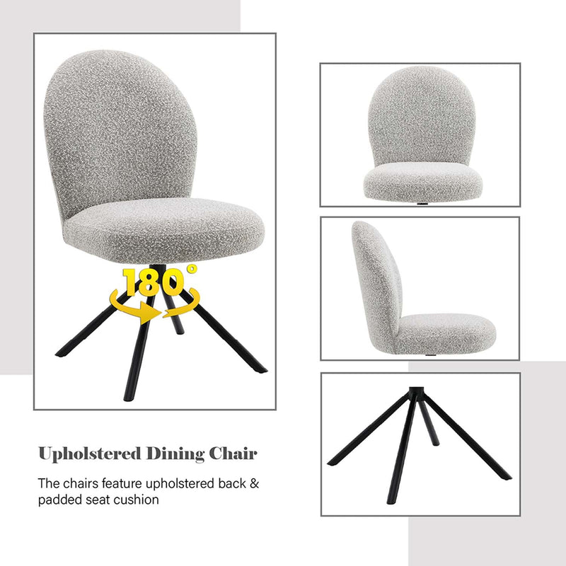Lawton Side Chair w/Swivel 2Pc, Gray Boucle & Black Finish Acme