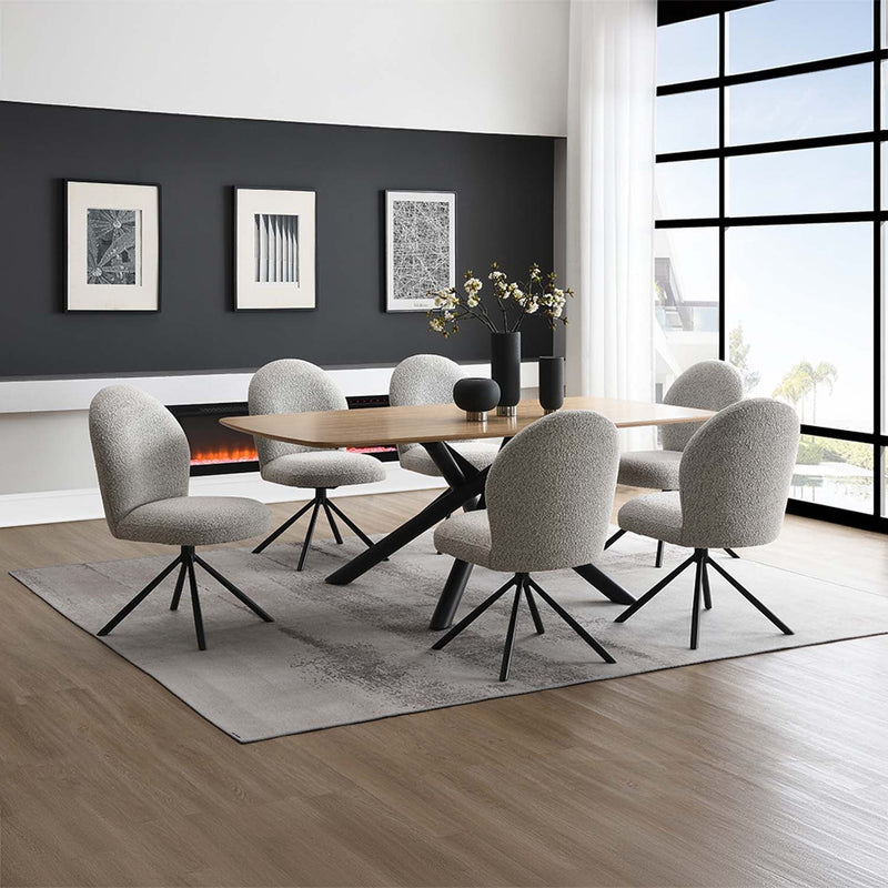 Lawton Side Chair w/Swivel 2Pc, Gray Boucle & Black Finish Acme