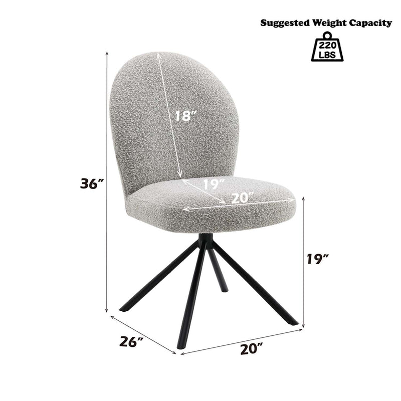 Lawton Side Chair w/Swivel 2Pc, Gray Boucle & Black Finish Acme