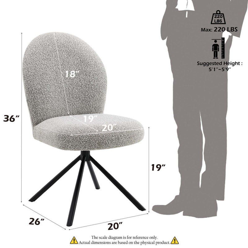 Lawton Side Chair w/Swivel 2Pc, Gray Boucle & Black Finish Acme