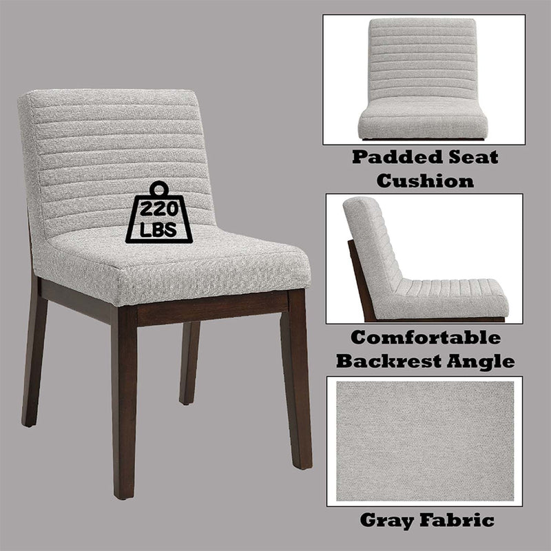 Edwyn Side Chair 2Pc, Gray Fabric & Brown Finish Acme