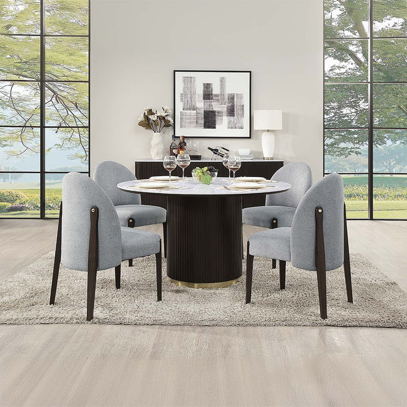 Clayten Side Chair 2Pc, Gray Fabric & & Espreeso Finish Acme