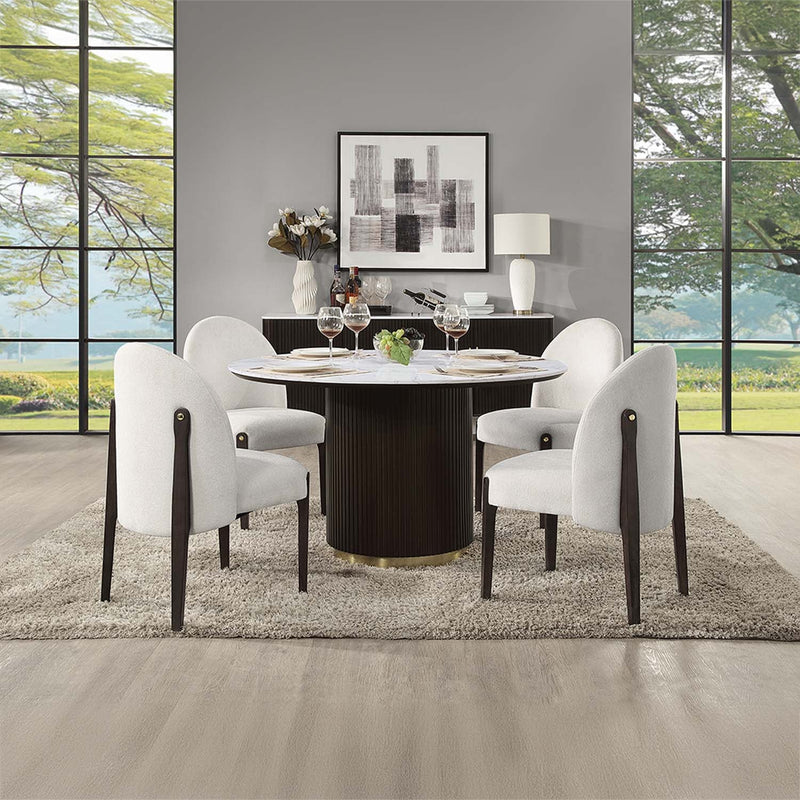 Clayten Side Chair 2Pc, Beige Chenille & Espresso Finish Acme