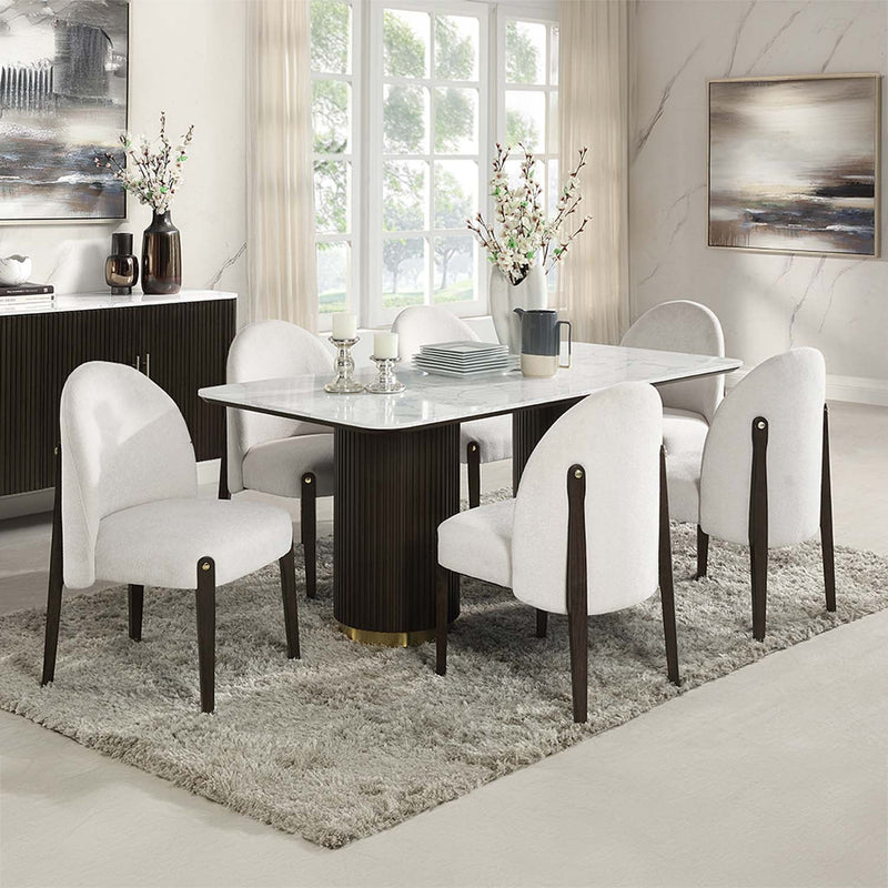 Clayten Side Chair 2Pc, Beige Chenille & Espresso Finish Acme