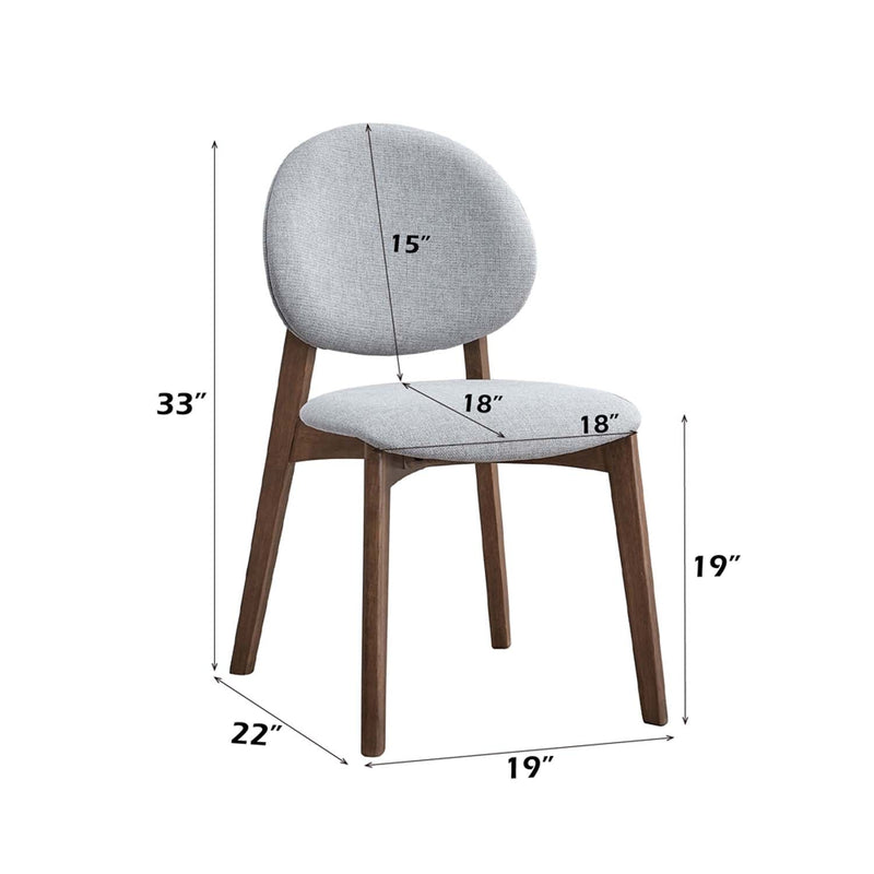 Hadasa Side Chair 2Pc, Light Gray & Walnut Finish Acme