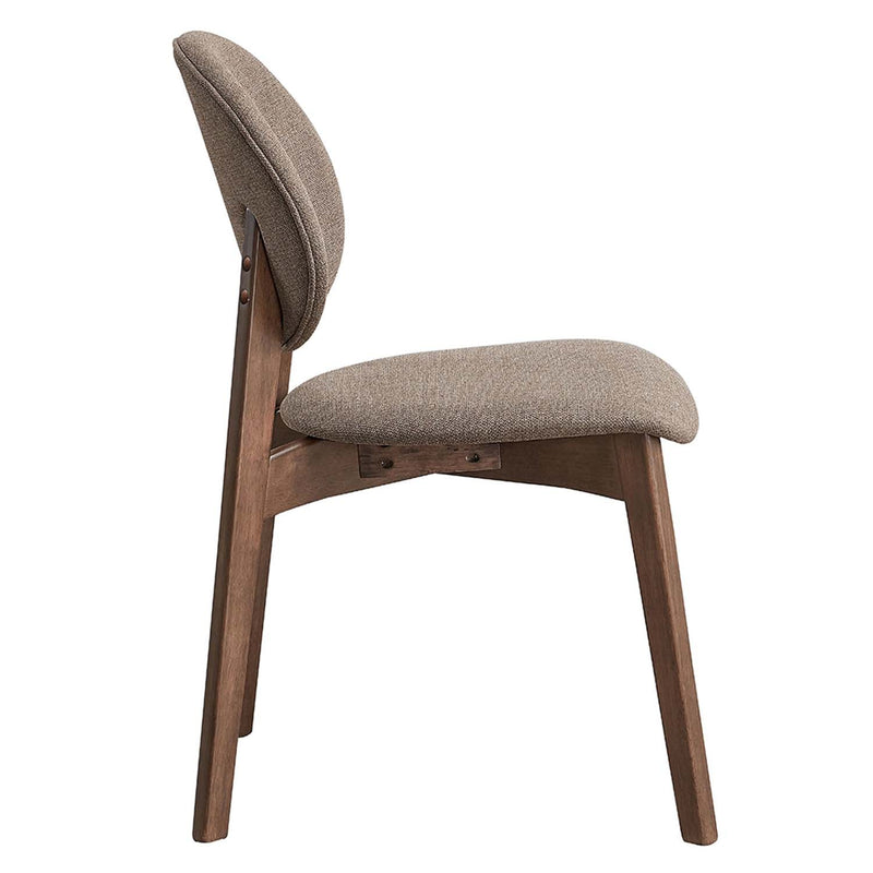 Hadasa Side Chair 2Pc, Light Brown Fabric & Walnut Finish Acme