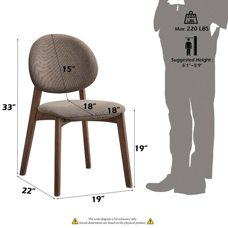 Hadasa Side Chair 2Pc, Light Brown Fabric & Walnut Finish Acme