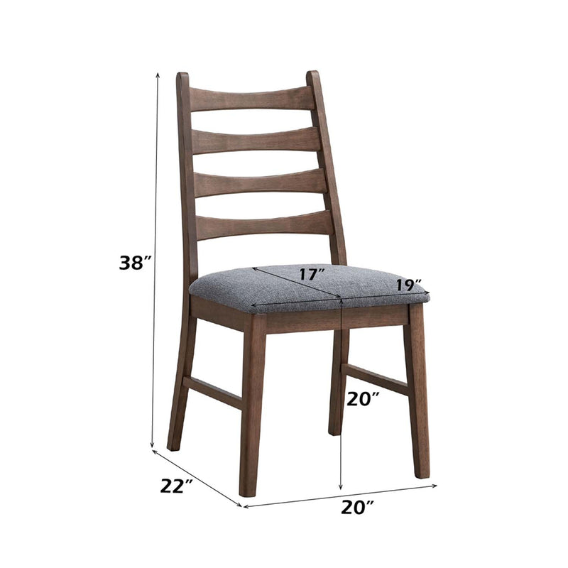 Mayah Side Chair 2Pc, Dark Gray Linen & Walnut Finish Acme