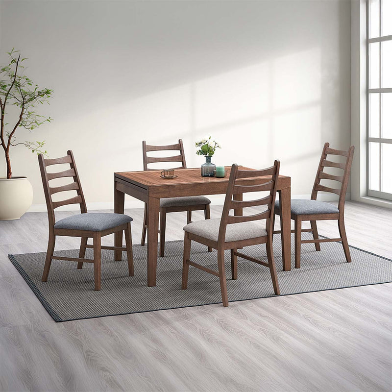 Mayah Side Chair 2Pc, Dark Gray Linen & Walnut Finish Acme