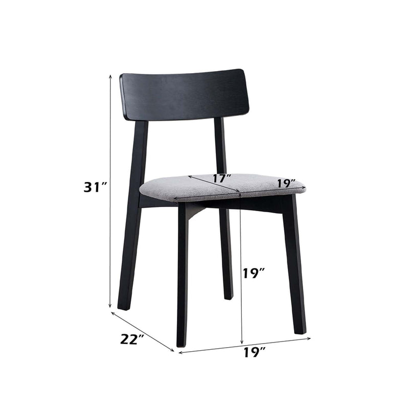 Real Side Chair 2Pc, Gray Linen & Black Finish Acme