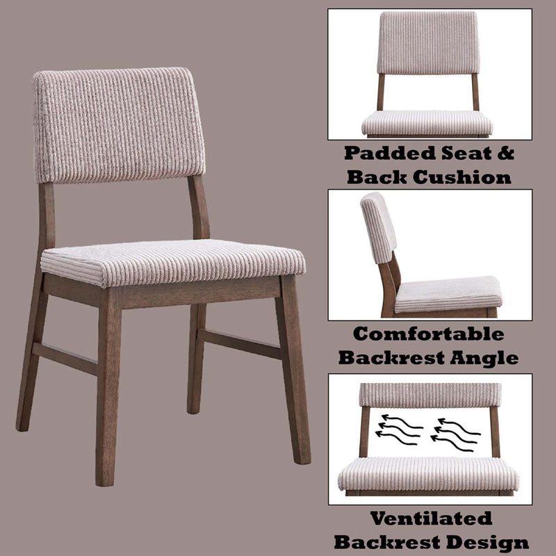 Seda Side Chair 2Pc, Dusty Mauve Corduroy & Walnut Finish Acme