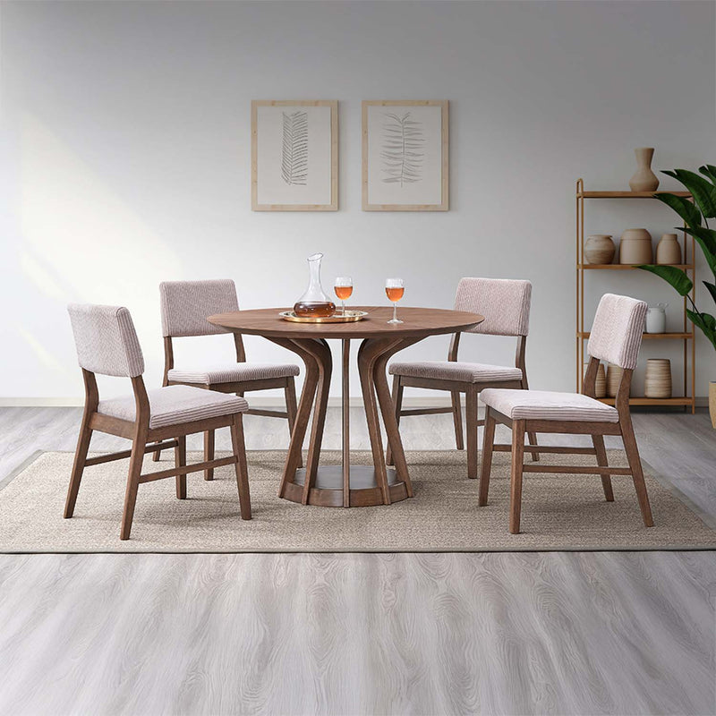 Seda Side Chair 2Pc, Dusty Mauve Corduroy & Walnut Finish Acme