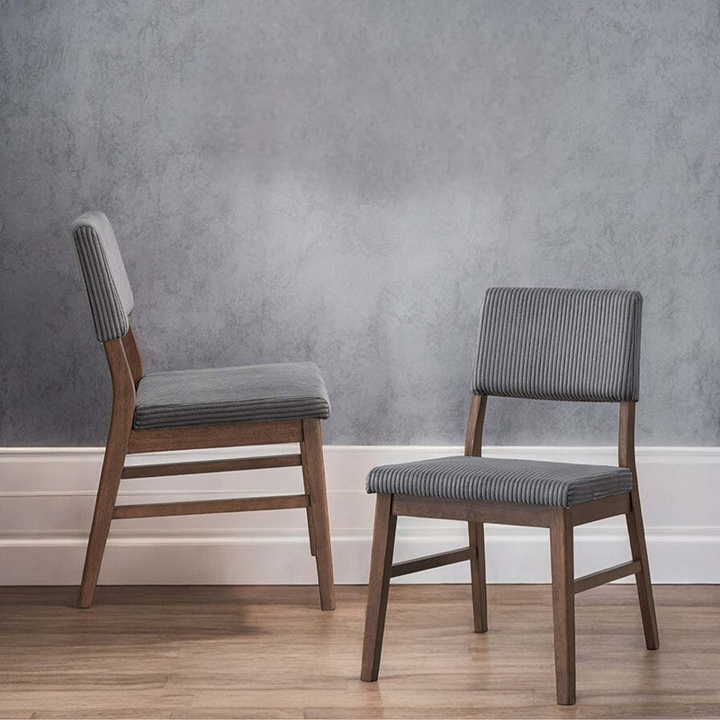 Seda Side Chair 2Pc, Gray Corduroy & Walnut Finish Acme