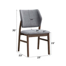 Sarha Side Chair 2Pc, Light Gray Fabric & Walnut Finish Acme