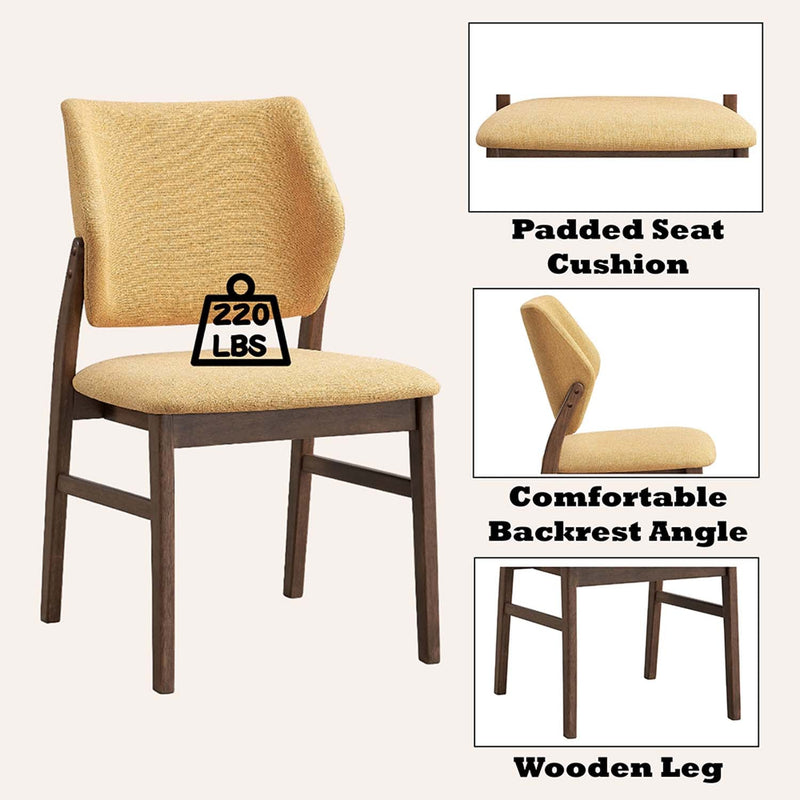 Sarha Side Chair 2Pc, Yellow Fabric & Walnut Finish Acme