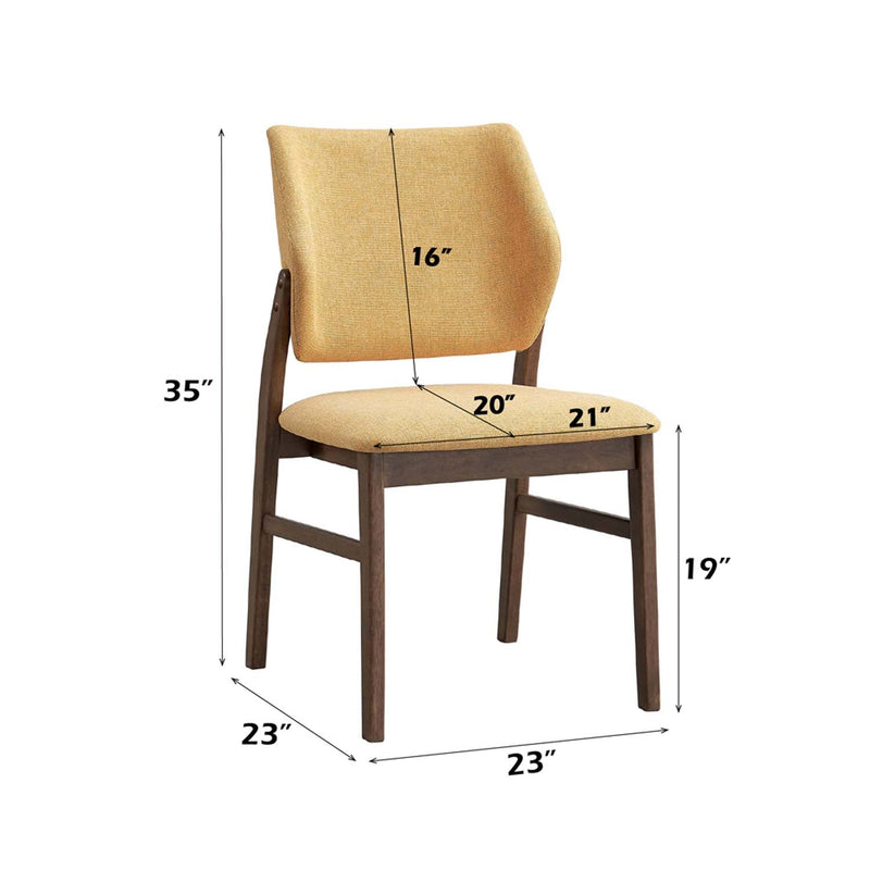 Sarha Side Chair 2Pc, Yellow Fabric & Walnut Finish Acme