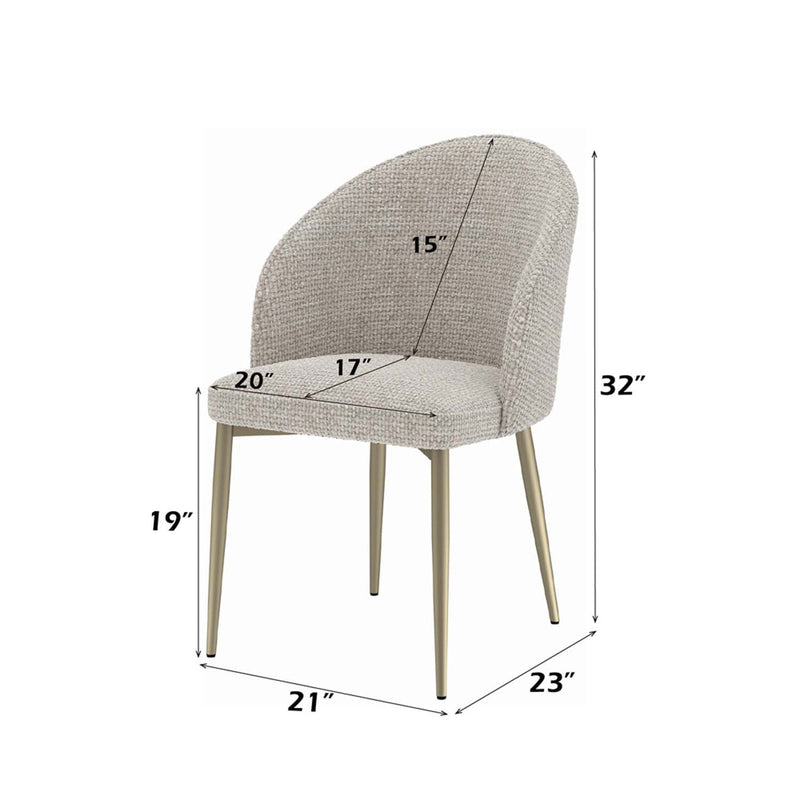 Cora Side Chair 2Pc, Champange Fabric Acme