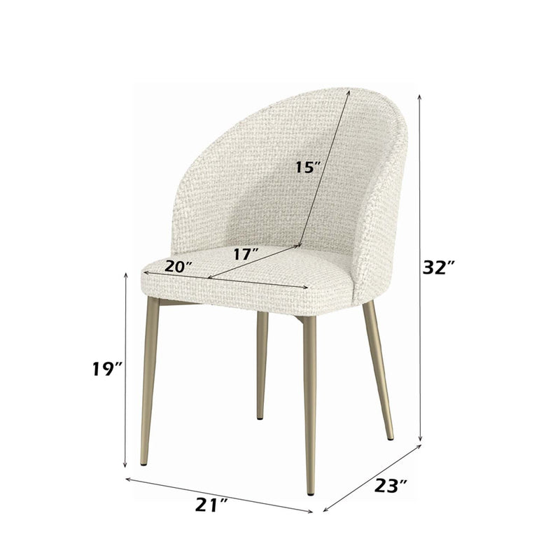 Cora Side Chair 2Pc, White Fabric Acme