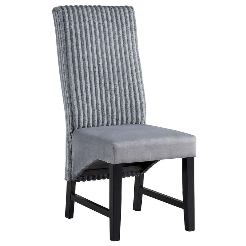 Kini Side Chair 2Pc, Gray Corduroy & Black Finish Acme