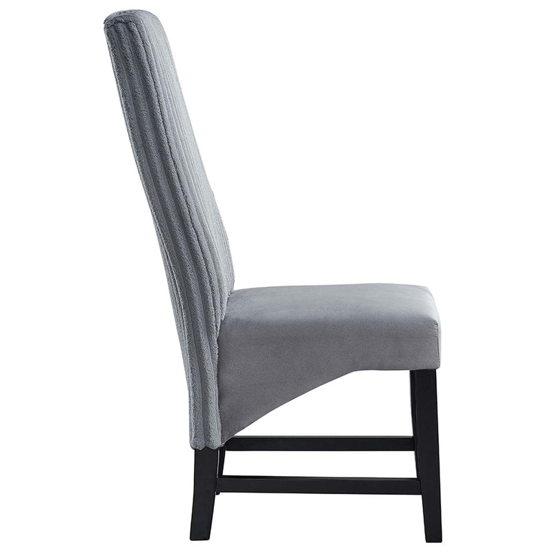 Kini Side Chair 2Pc, Gray Corduroy & Black Finish Acme