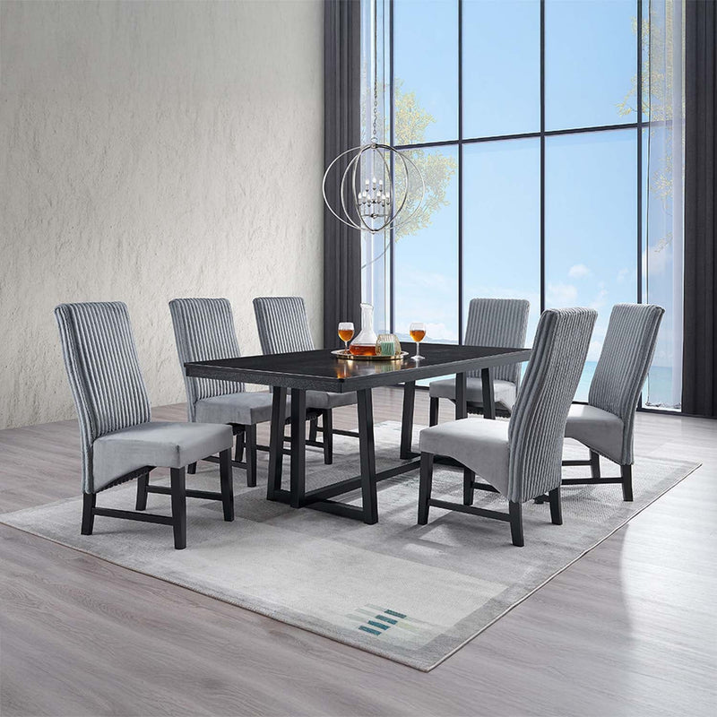 Kini Side Chair 2Pc, Gray Corduroy & Black Finish Acme