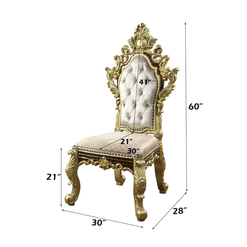 Desiderius Side Chair 2Pc, Antique Gold & Hand-Painted Brown Finish Acme