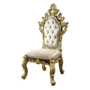 Desiderius Side Chair 2Pc, Antique Gold & Hand-Painted Brown Finish Acme