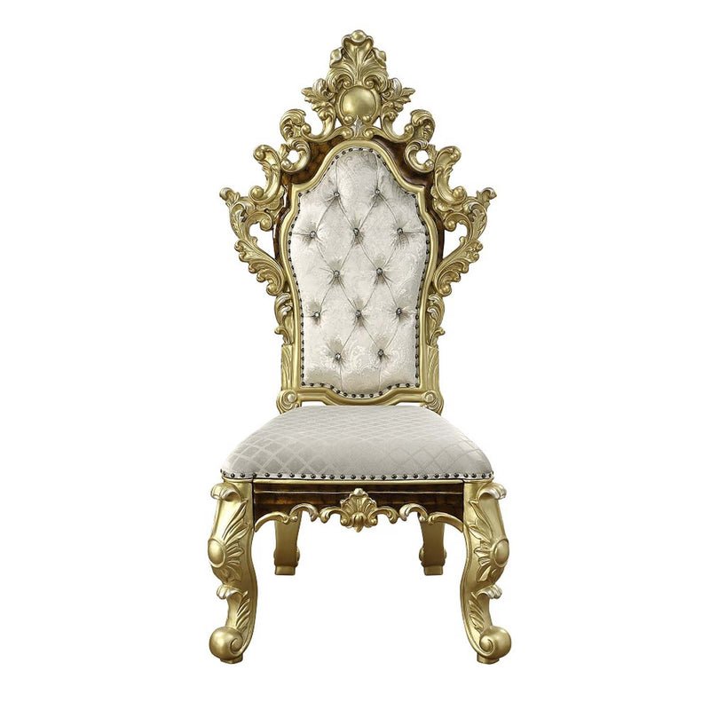 Desiderius Side Chair 2Pc, Antique Gold & Hand-Painted Brown Finish Acme