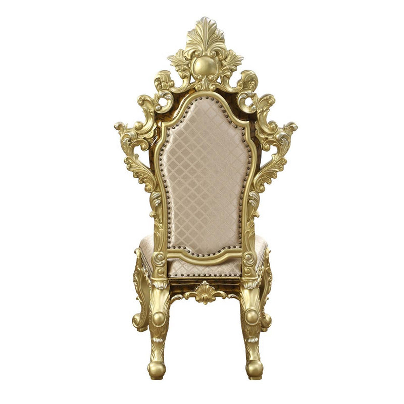 Desiderius Side Chair 2Pc, Antique Gold & Hand-Painted Brown Finish Acme