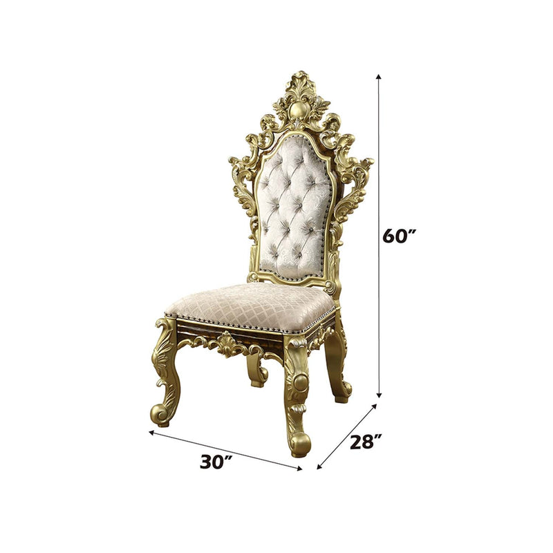 Desiderius Side Chair 2Pc, Antique Gold & Hand-Painted Brown Finish Acme