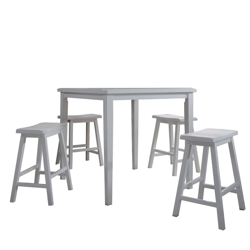 Gaucho 5Pcs Pack Counter Height Table Set, White Finish Acme