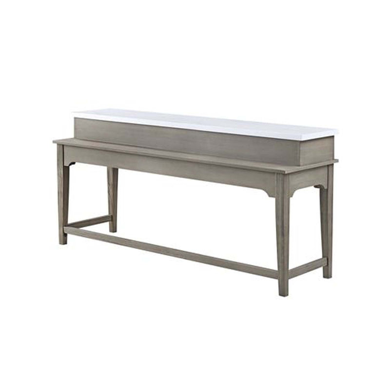 Wandella 4Pcs Pack Counter Height Table Set w/USB, Beige Fabric, Marble Top Acme