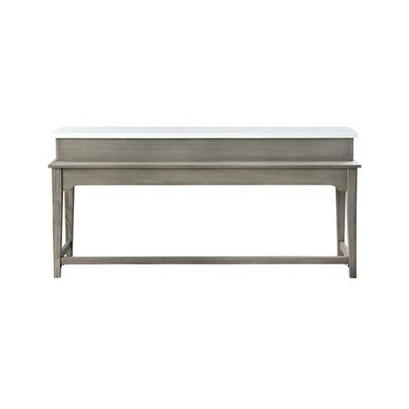 Wandella 4Pcs Pack Counter Height Table Set w/USB, Beige Fabric, Marble Top Acme
