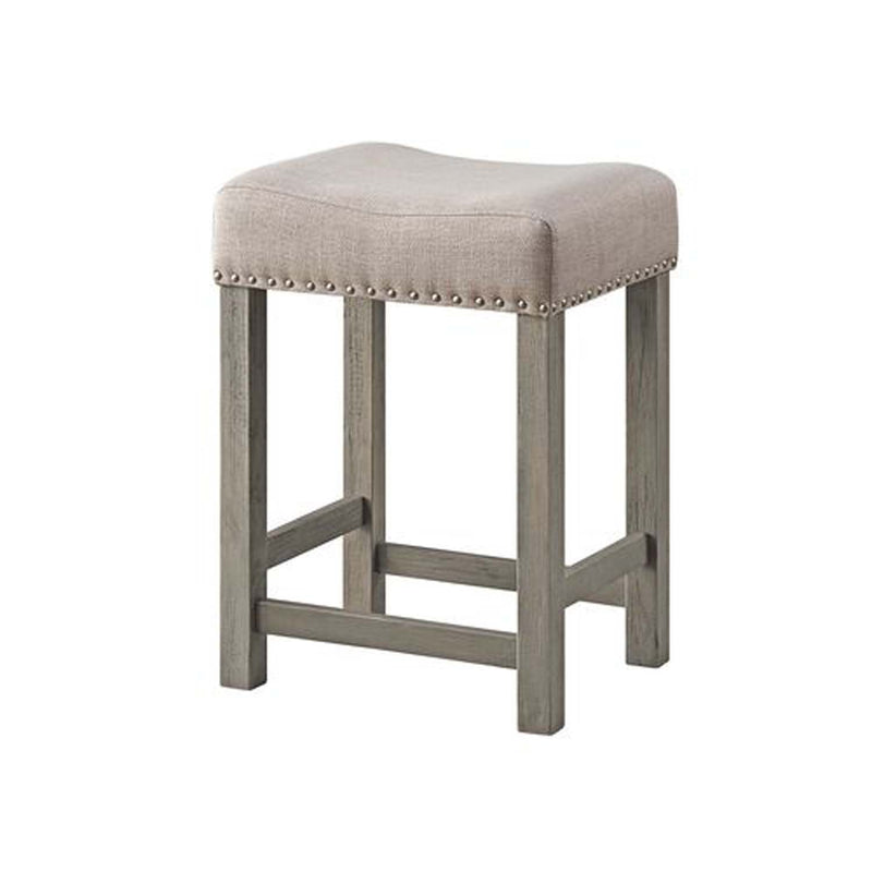 Wandella 4Pcs Pack Counter Height Table Set w/USB, Beige Fabric, Marble Top Acme