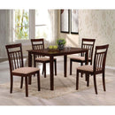Samuel 5Pcs Dining Set, Beige Microfiber &Espresso Finish Acme