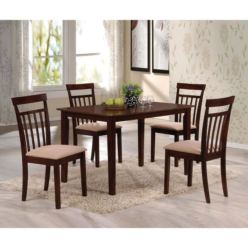 Samuel 5Pcs Dining Set, Beige Microfiber &Espresso Finish Acme