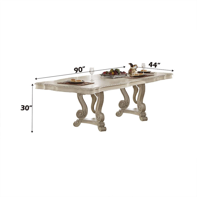 Ragenardus Dining Table w/Leaf, Antique White Finish Acme